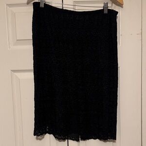 Talbots Black lace pattern Textured Pencil Skirt